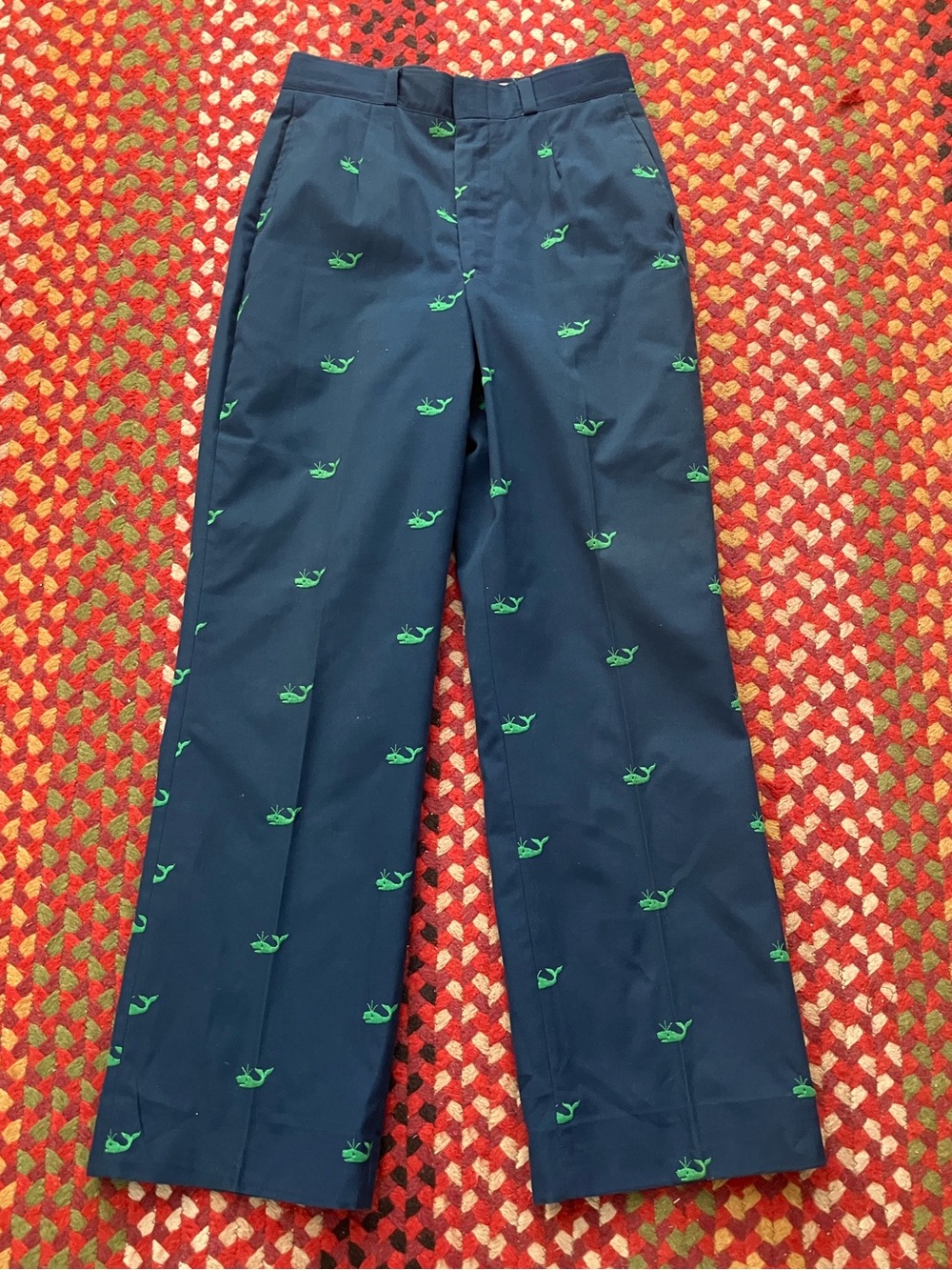 Vintage Women’s Preppy/chino pants  Embroidered Whale Critter Pants/AKAY zipper